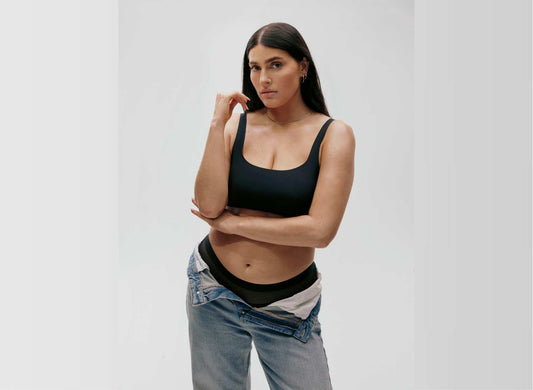 Woman wearing comfortable every day aurora bralette form gotyu 
