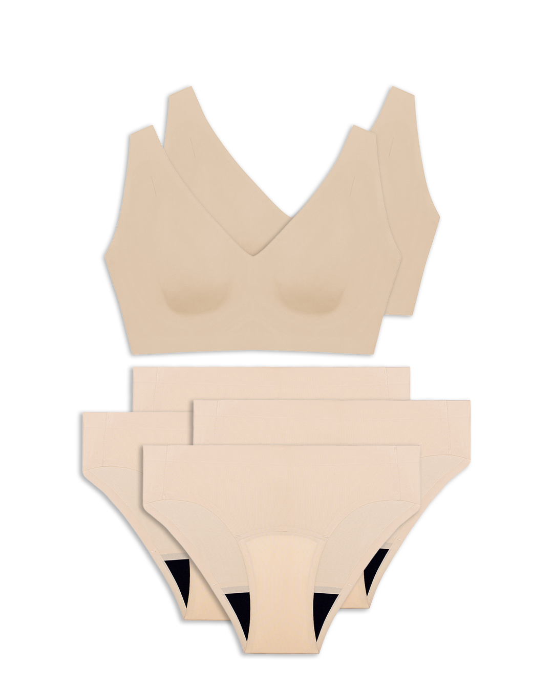 set aus gotyu bralette und periodenunterwäsche in beige 