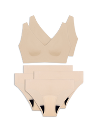 set aus gotyu bralette und periodenunterwäsche in beige 