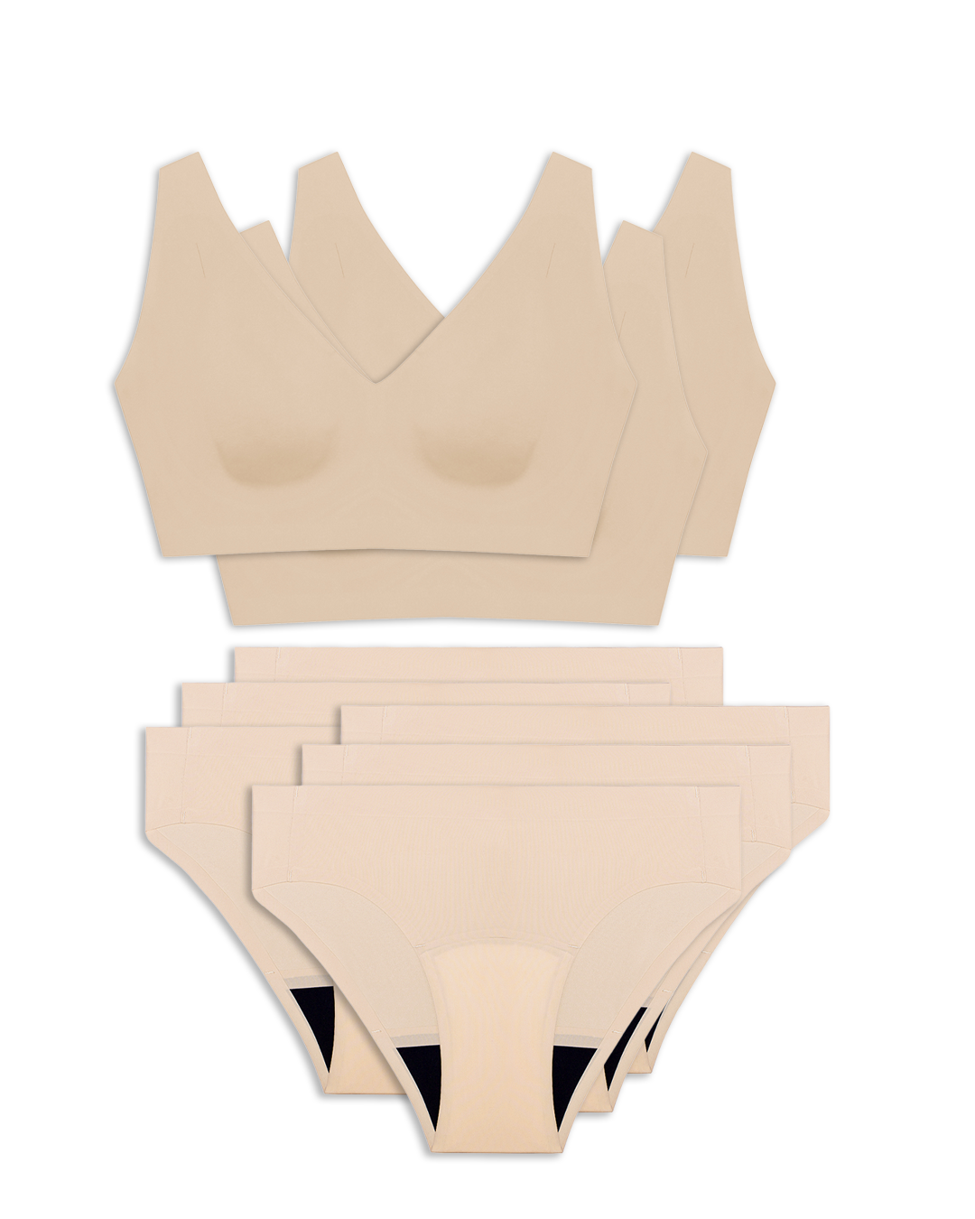 set aus gotyu bralette und periodenunterwäsche in beige 