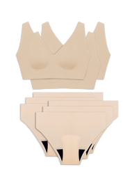set aus gotyu bralette und periodenunterwäsche in beige 