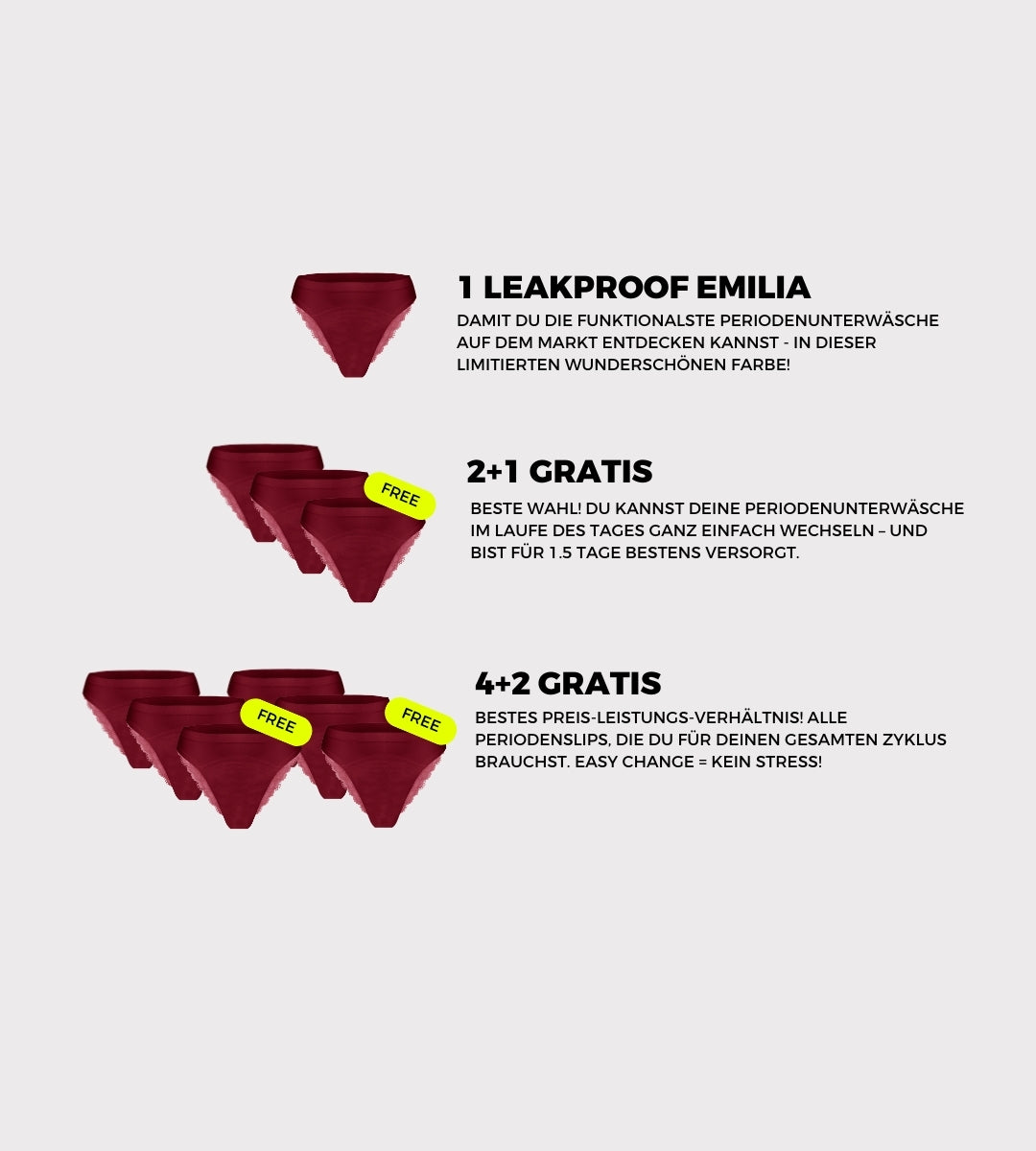 Detachable Nahtlose Leakproof Emilia mit Spitze (mit Verschluss)