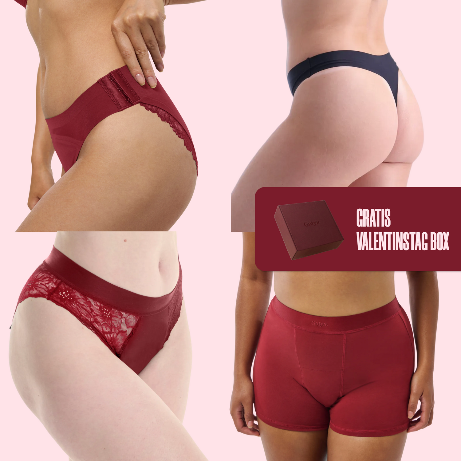 Valentinstag Best-Seller 4-Pack Period Panties + Gratis Valentinstagbox
