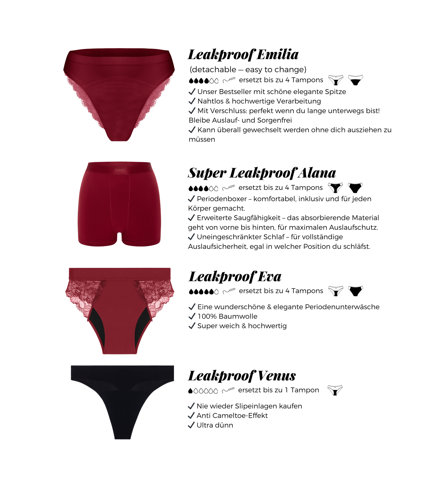 Valentinstag Best-Seller 4-Pack Period Panties + Gratis Valentinstagbox