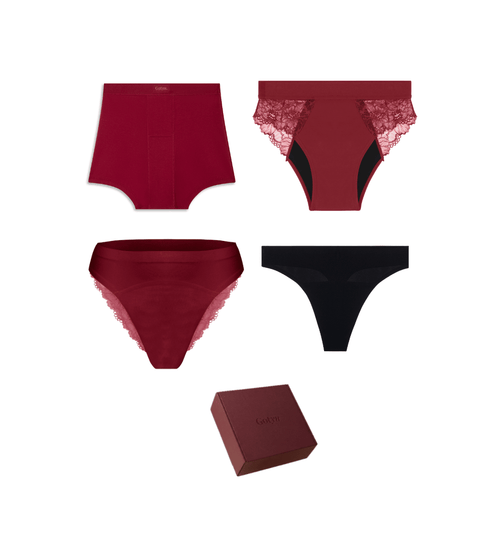 Valentijnsdag bestseller 4-pack menstruatieslipjes + gratis Valentijnsdagbox