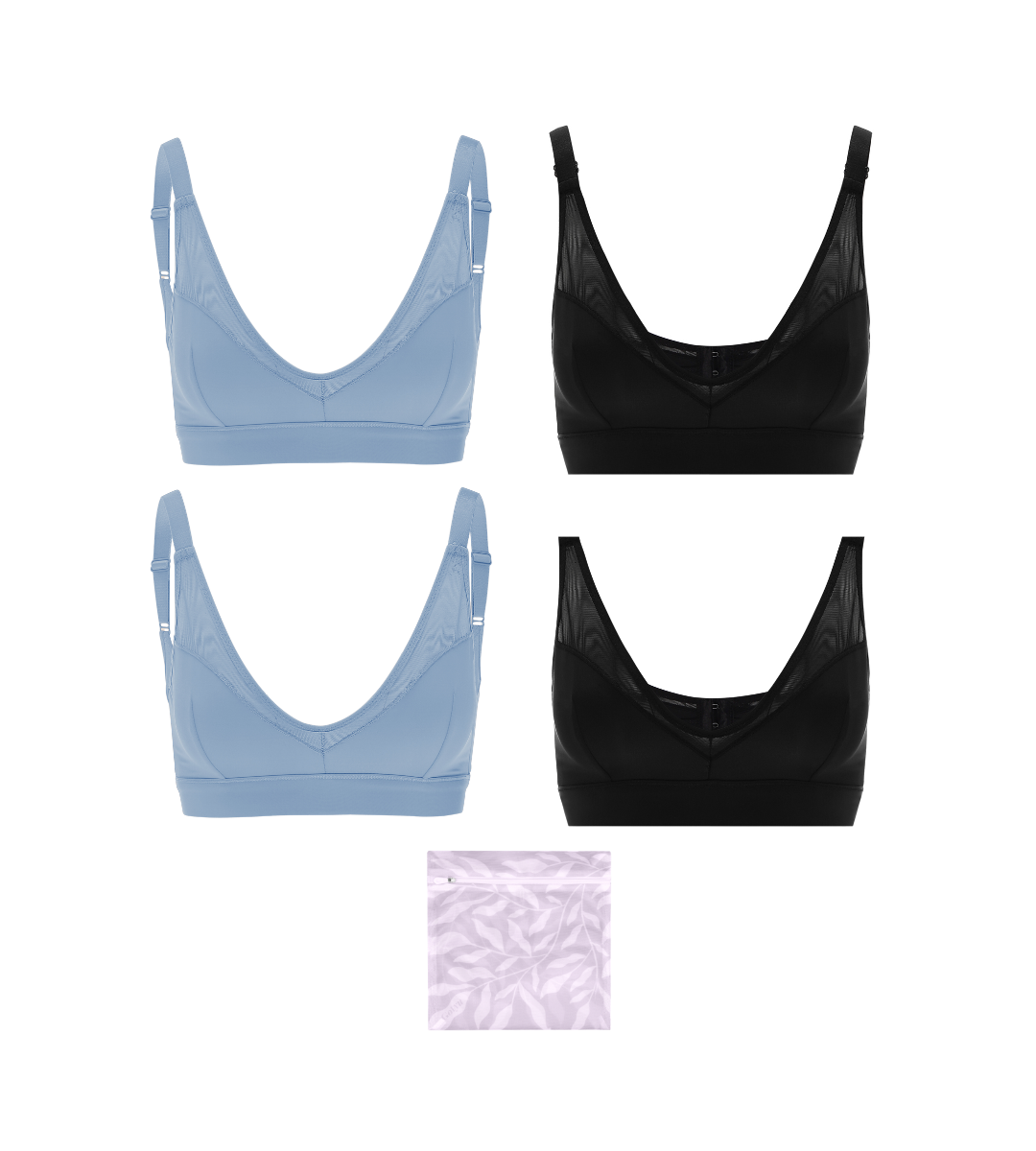 Diepuitgesneden mesh bralette Maia 4 set