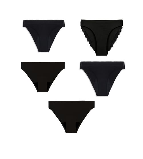 Easy-Change Set — 5 culottes menstruelles amovibles avec fermeture
