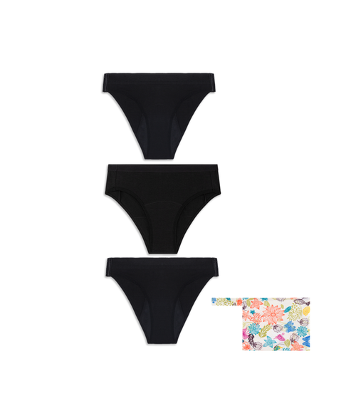 Paquete de 3 ropa interior para el primer período adolescente + bolsa de neopreno gratis