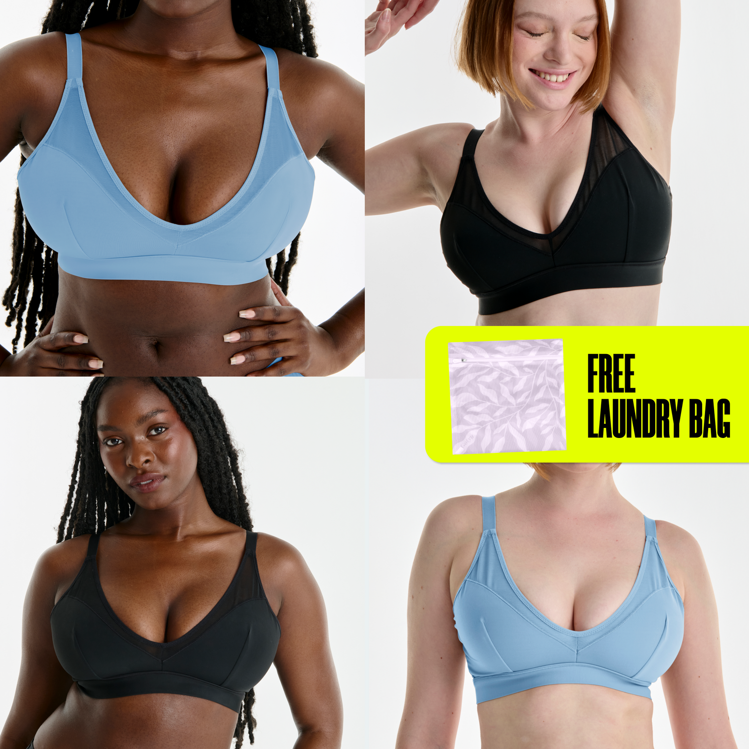 Diepuitgesneden mesh bralette Maia 4 set