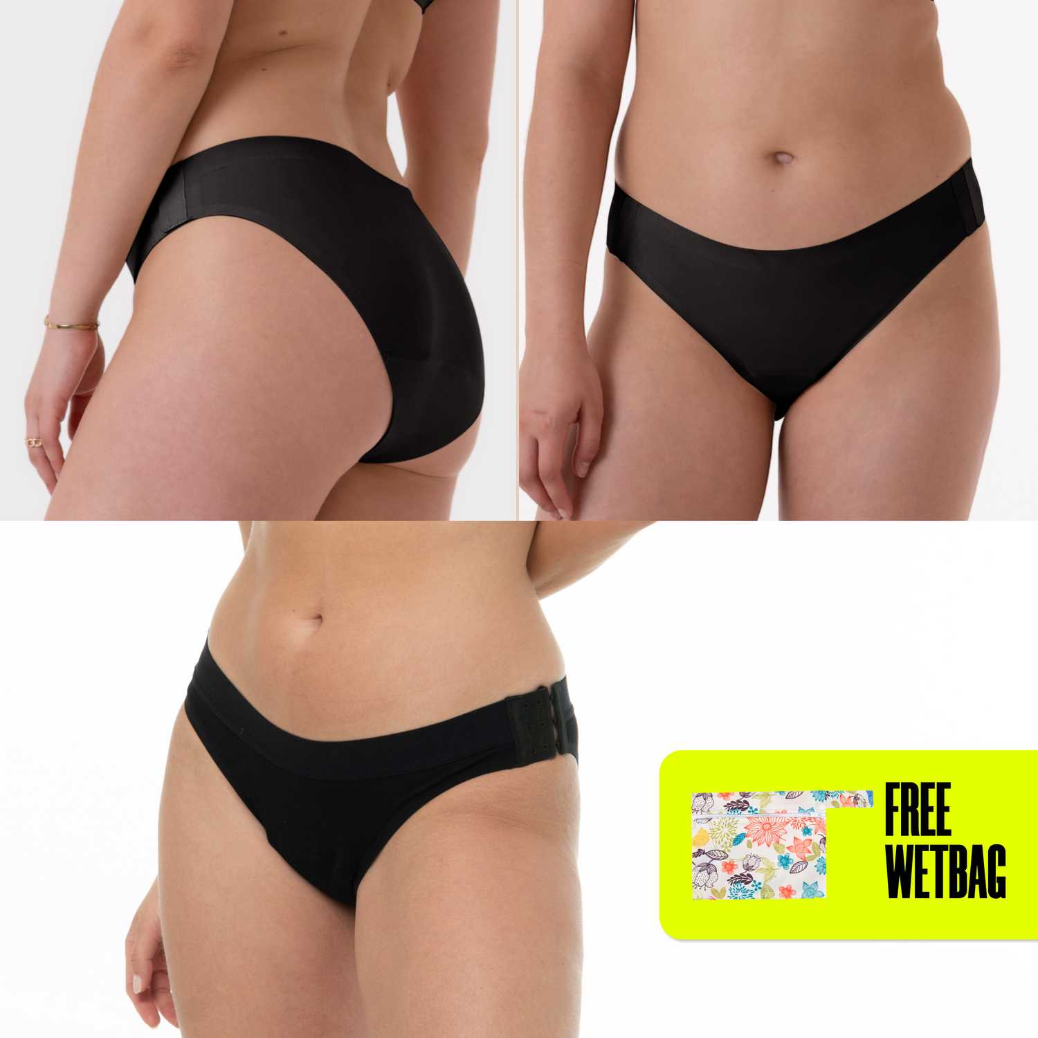 Easy-Change Set - 3 uitneembare menstruatieslipjes met sluiting